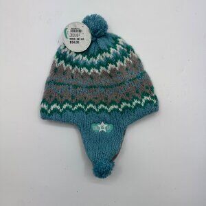 Pixie Beanie By Cold As Ice Women’s Mint Patterned Knit Hat With Pom Pom